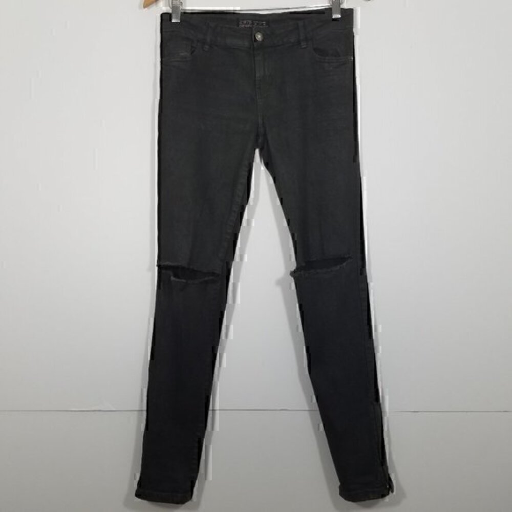 Zara Distressed Stretch Zipper Ankle Jeans Size 4